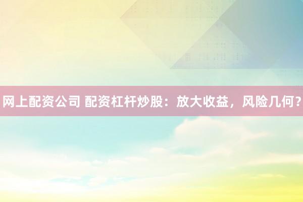 网上配资公司 配资杠杆炒股：放大收益，风险几何？