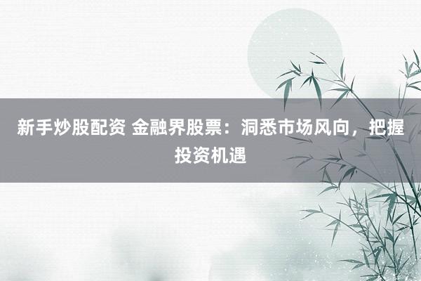 新手炒股配资 金融界股票：洞悉市场风向，把握投资机遇