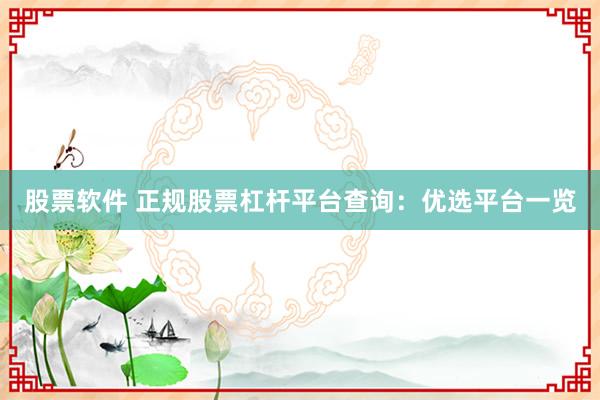 股票软件 正规股票杠杆平台查询：优选平台一览
