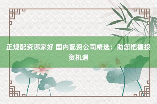 正规配资哪家好 国内配资公司精选：助您把握投资机遇
