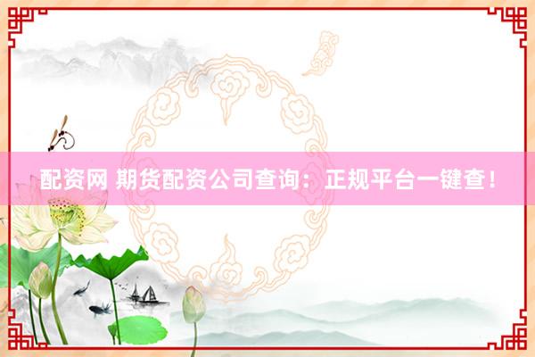 配资网 期货配资公司查询：正规平台一键查！