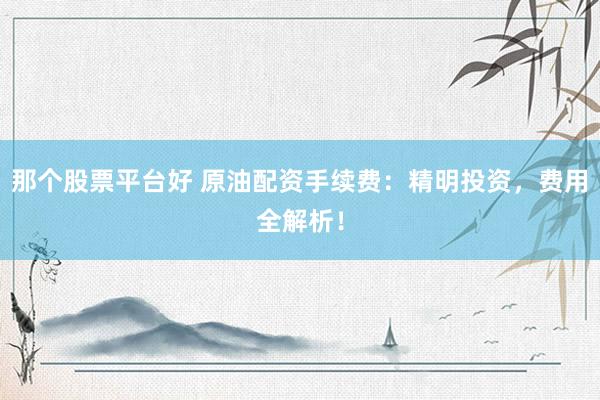 那个股票平台好 原油配资手续费：精明投资，费用全解析！