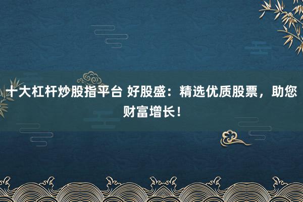 十大杠杆炒股指平台 好股盛：精选优质股票，助您财富增长！