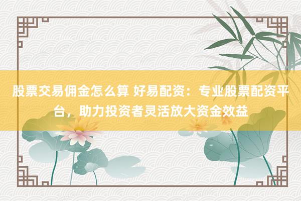 股票交易佣金怎么算 好易配资：专业股票配资平台，助力投资者灵活放大资金效益