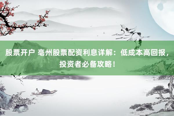 股票开户 亳州股票配资利息详解：低成本高回报，投资者必备攻略！