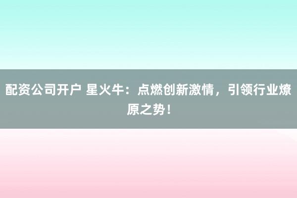 配资公司开户 星火牛：点燃创新激情，引领行业燎原之势！