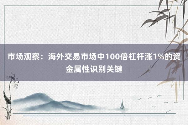 市场观察：海外交易市场中100倍杠杆涨1%的资金属性识别关键