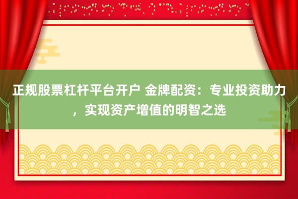 正规股票杠杆平台开户 金牌配资：专业投资助力，实现资产增值的明智之选