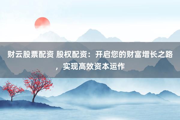 财云股票配资 股权配资:开启您的财富增长之路,实现高效资本运作