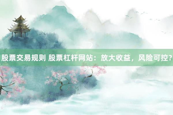 股票交易规则 股票杠杆网站：放大收益，风险可控？