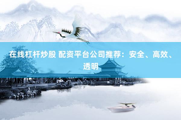 在线杠杆炒股 配资平台公司推荐：安全、高效、透明